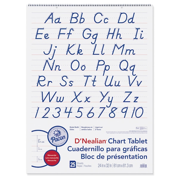 DftNealian Chart Tablet, Manuscript Cover, 2 Ruled 24 x 32, 25 Shts
